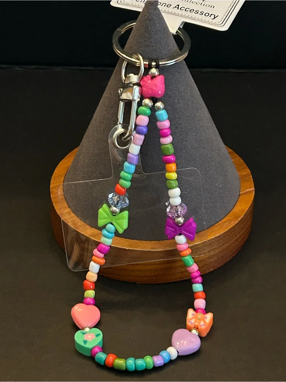 Buy 1 Get 1 FREE- Beaded Bow & Heart Cell Phone Wristlet Lanyard Charm Keychain